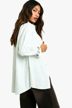 boohoo Chemise oversize à fines rayures<Femme Looks De Rentrée|Tops