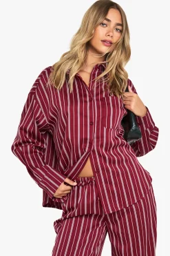 Chemise oversize à fines rayures