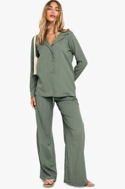 boohoo Chemise oversize froissée & pantalon coordonné<Femme Ensembles