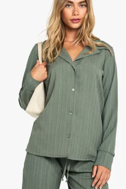boohoo Chemise oversize froissée & pantalon coordonné<Femme Ensembles