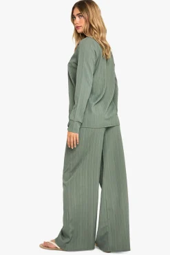 boohoo Chemise oversize froissée & pantalon coordonné<Femme Ensembles