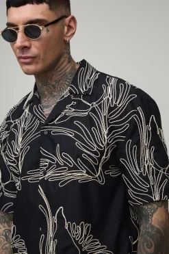 Chemise Oversize Haute Broderie Palmier