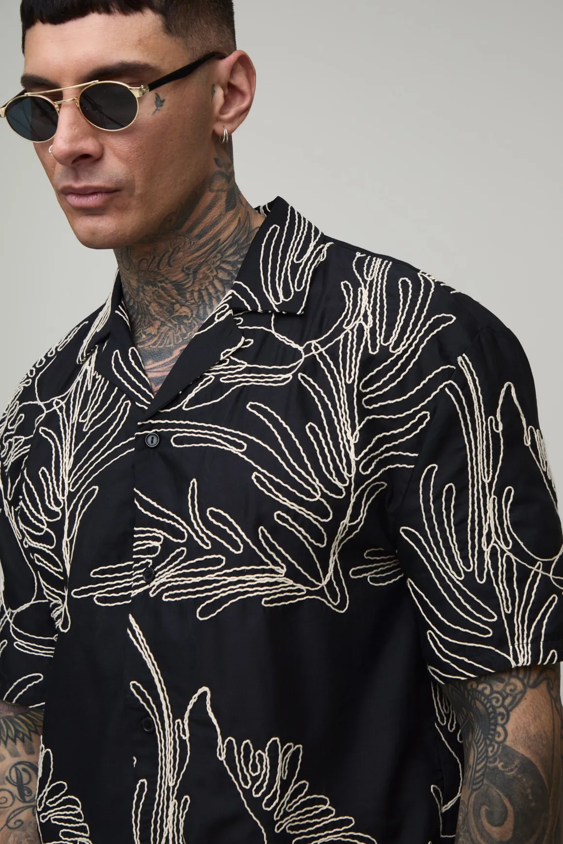 Chemise Oversize Haute Broderie Palmier
