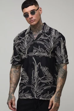 Chemise Oversize Haute Broderie Palmier