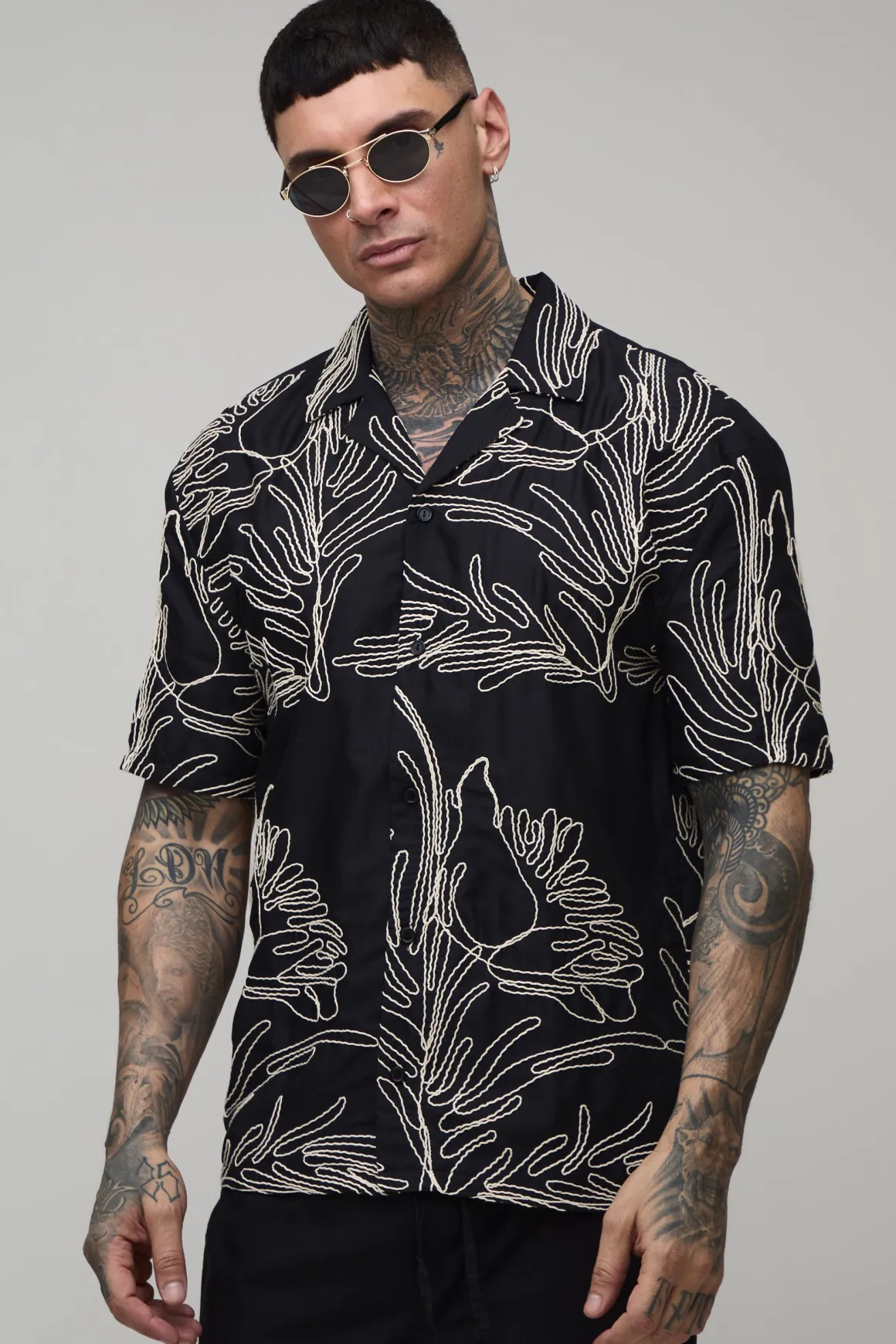 Chemise Oversize Haute Broderie Palmier