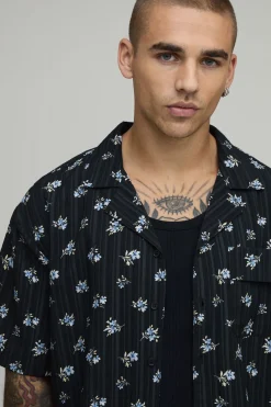Chemise Oversize À Imprimé Floral Texturé