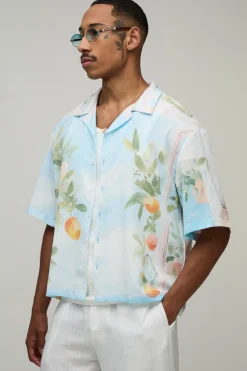 Chemise Oversize Imprimé Oranges Coupe Boxy