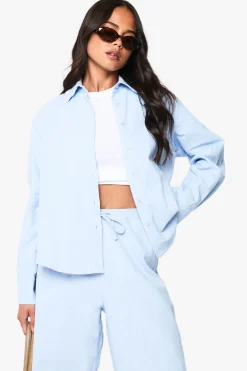 boohoo Chemise oversize look lin<Femme Tops