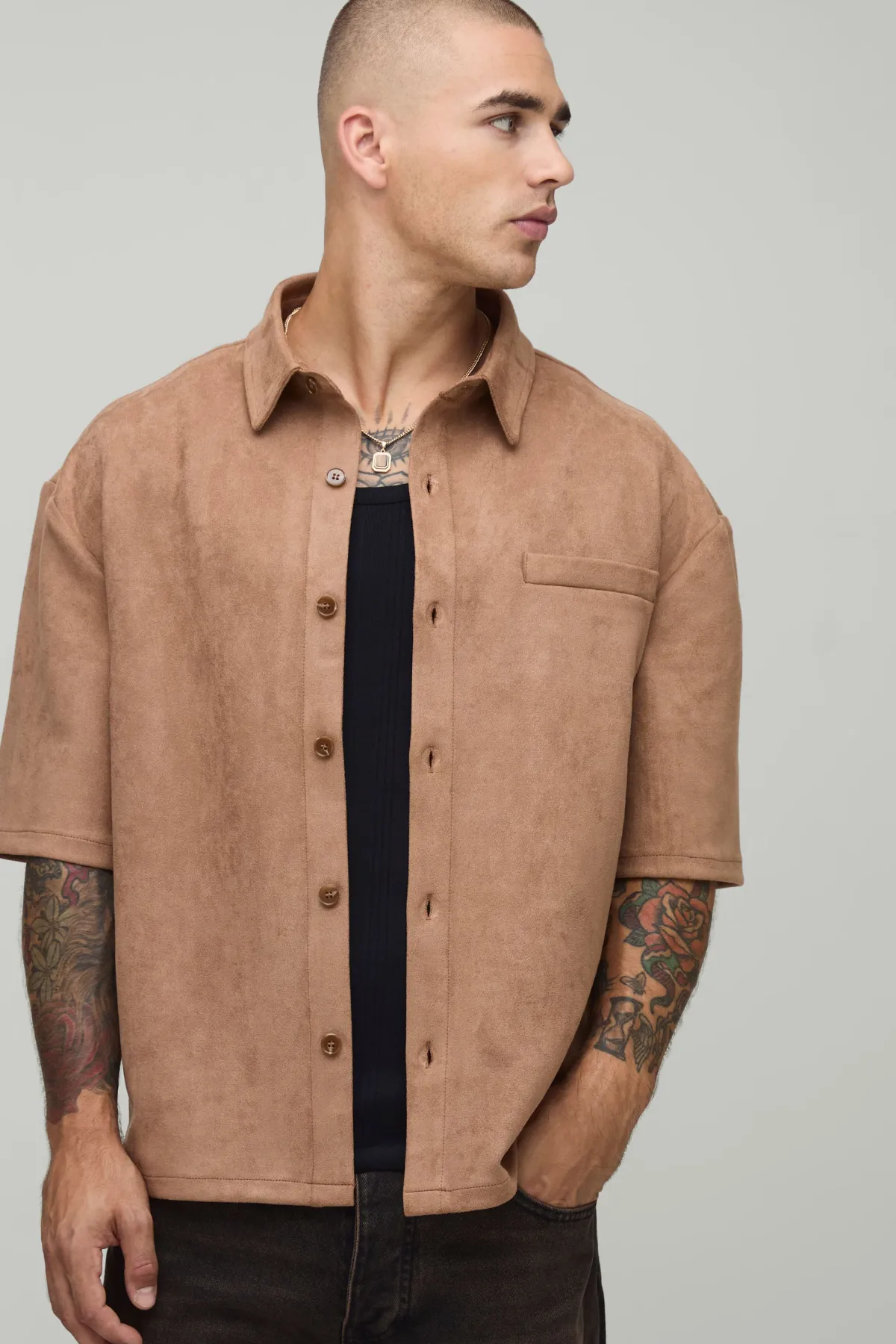 boohooMAN Chemise oversize à manches courtes en synthétique<Homme Chemises