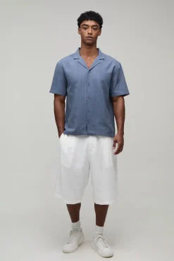 Chemise Oversize À Manches Courtes Imprimé Palmiers Contrastant