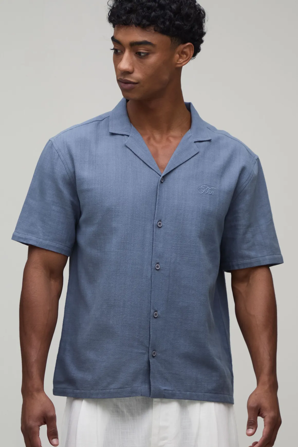 Chemise Oversize À Manches Courtes Imprimé Palmiers Contrastant