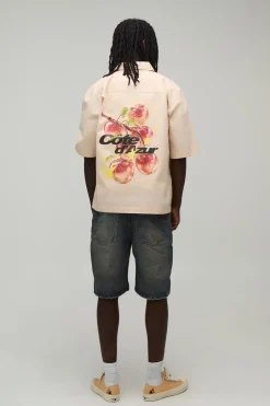 boohooMAN Chemise Oversize À Manches Courtes Imprimé Pomme<Homme Chemises Grande Taille|Chemises