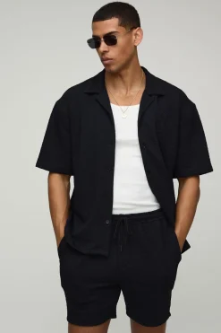 boohooMAN Chemise oversize à manches courtes stretch motif diamant & Ensemble short<Homme Ensembles