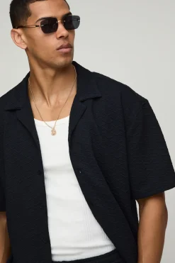 boohooMAN Chemise oversize à manches courtes stretch motif diamant & Ensemble short<Homme Ensembles