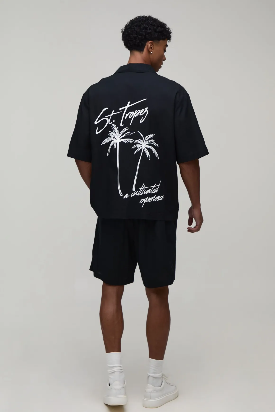 Chemise Oversize À Manches Courtes Imprimé Palmiers
