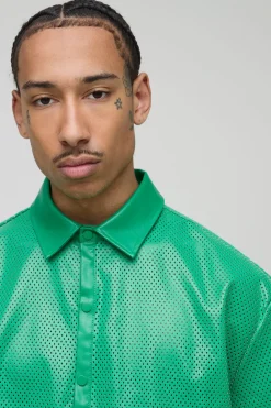 Chemise oversize à manches courtes, coupe boxy, en maille synthétique