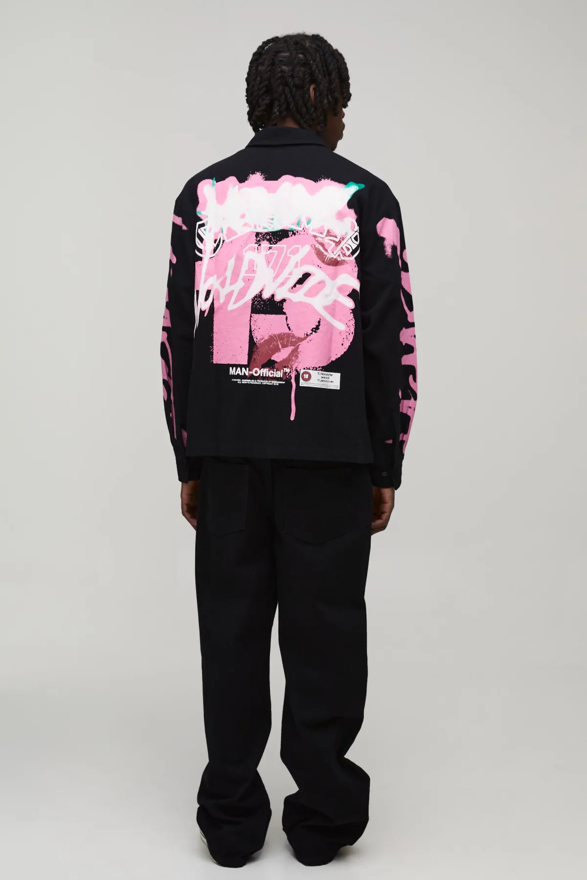 boohooMAN Chemise Oversize À Manches Longues Imprimé Graffiti Spray<Homme Chemises