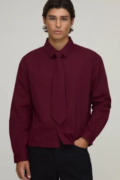 Chemise Oversize À Manches Longues Coupe Ample & Cravate