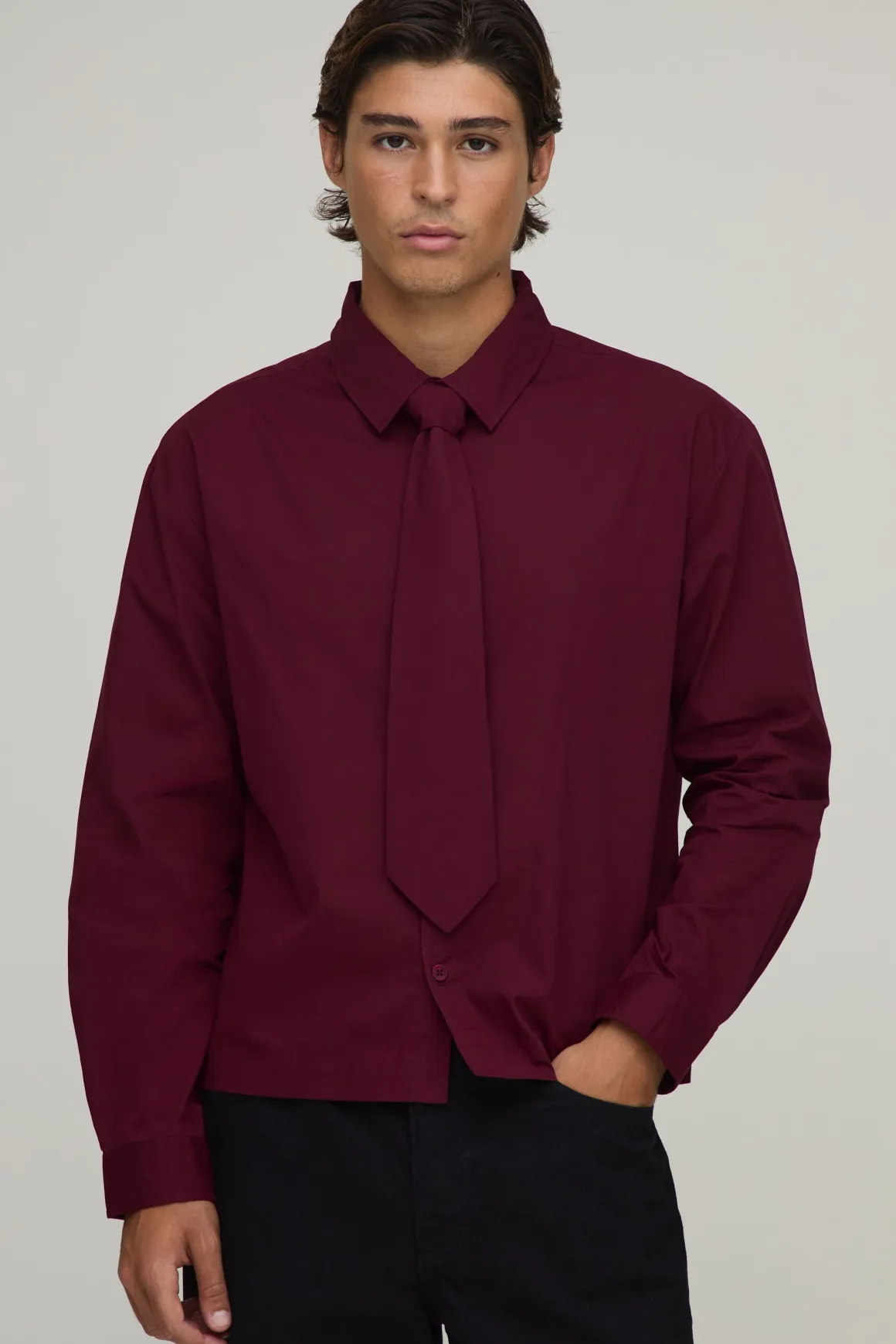 Chemise Oversize À Manches Longues Coupe Ample & Cravate