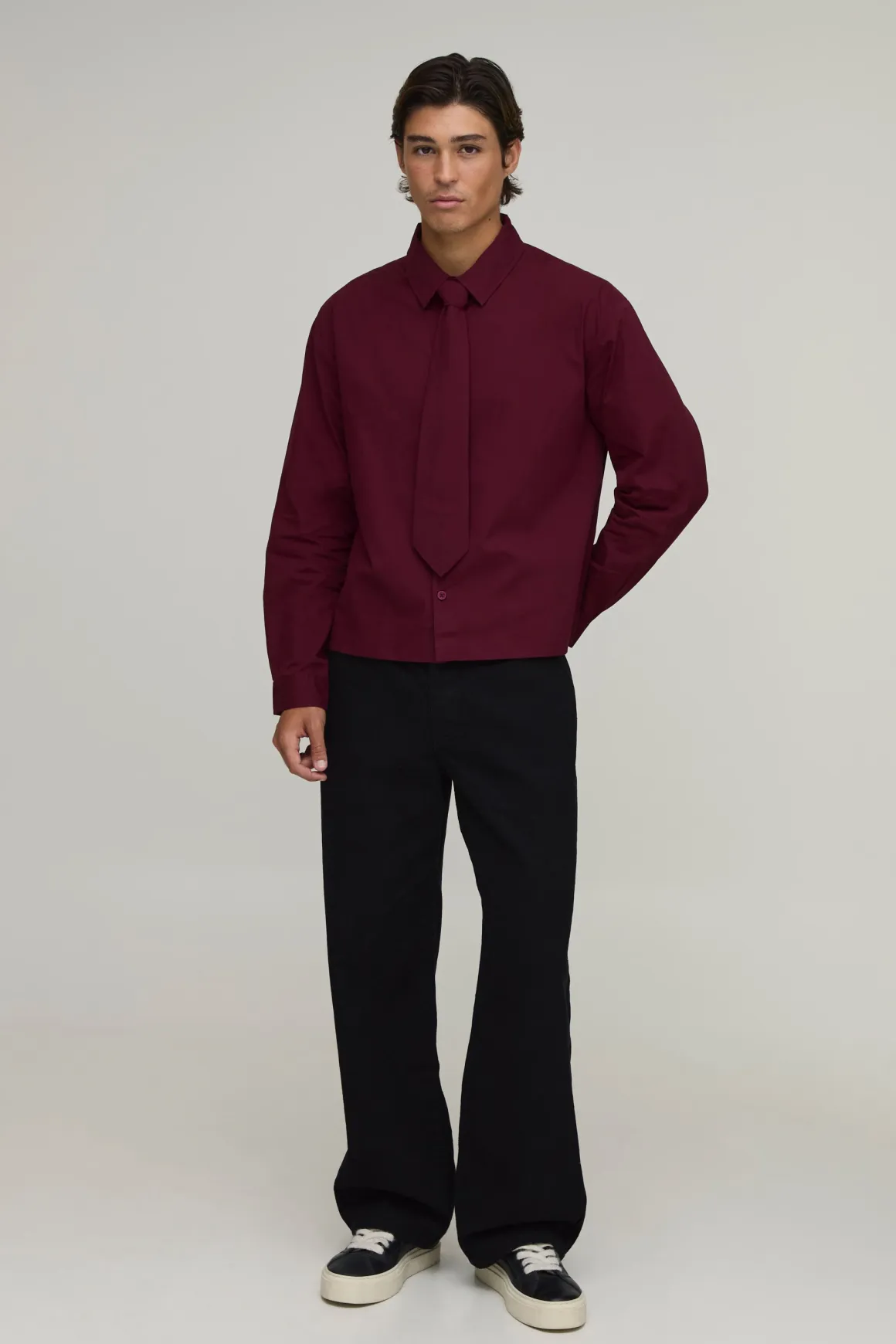 Chemise Oversize À Manches Longues Coupe Ample & Cravate