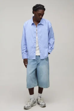 boohooMAN Chemise Oversize À Manches Longues Avec Ourlet Arrondi Et Rayures Graffiti<Homme Chemises Grande Taille|Chemises