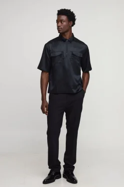 Chemise oversize à manches mi-longues avec fermeture éclair quart-de-zip
