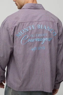 Chemise oversize Monte Bianco à manches longues brodée et rayée