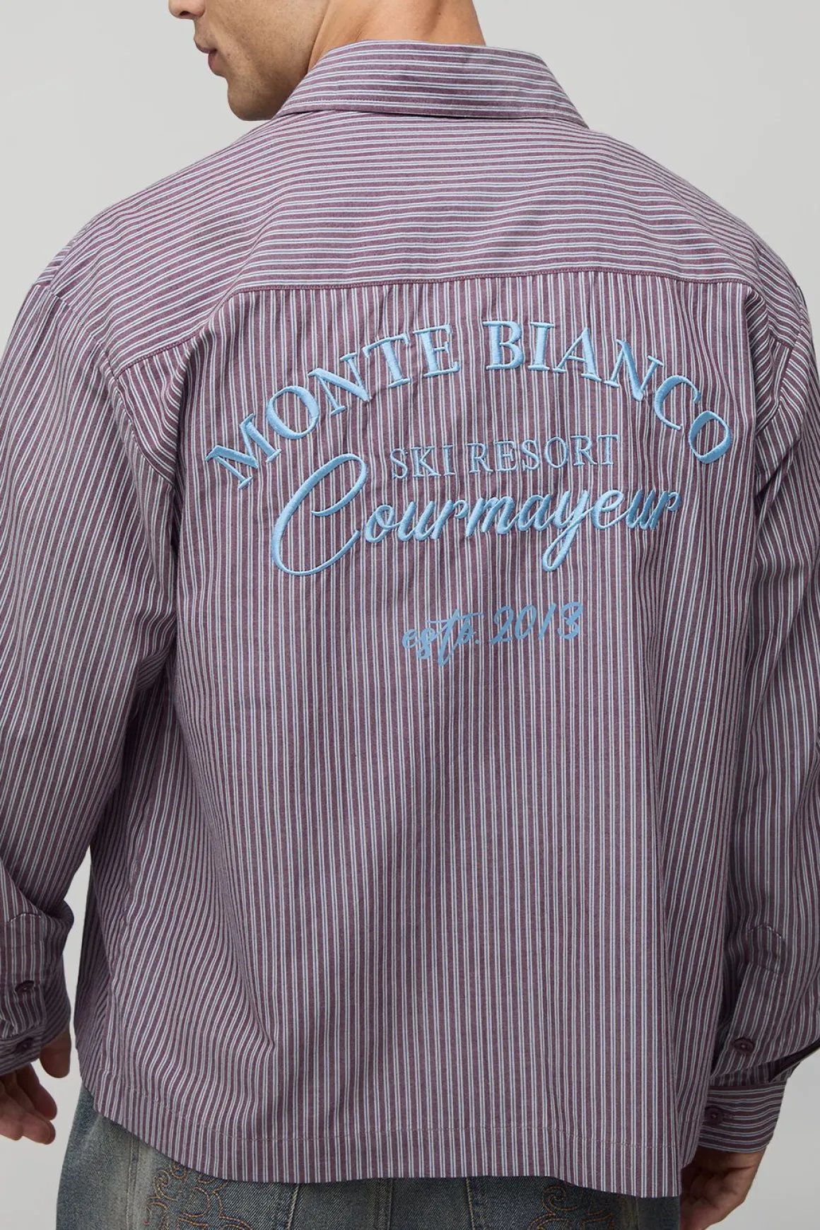 Chemise oversize Monte Bianco à manches longues brodée et rayée