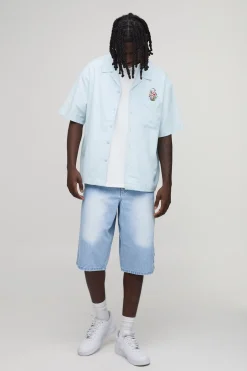 Chemise Oversize À Motif Floral Avec Poche En Mélange De Lin