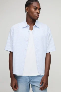 Chemise oversize New York à rayures brodées