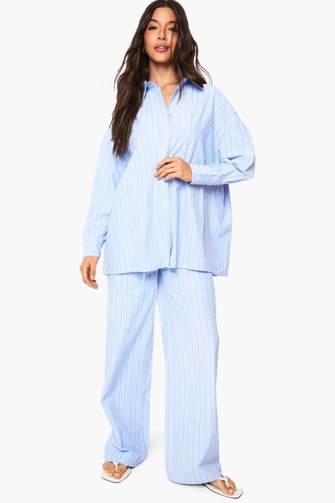 Chemise oversize à épaules tombantes à rayures