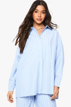 Chemise oversize à épaules tombantes à rayures