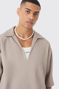 boohooMAN Chemise oversize plissée à col V<Homme Chemises