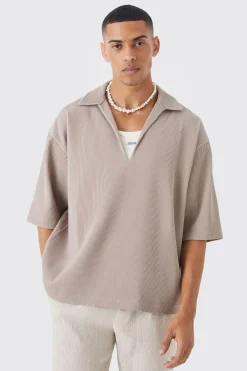 boohooMAN Chemise oversize plissée à col V<Homme Chemises