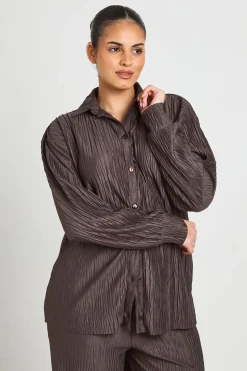 Chemise Oversize Plissée Grande Taille