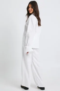 Chemise oversize à poignets noués froissés & Pantalon à jambe droite