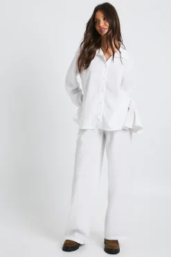 Chemise oversize à poignets noués froissés & Pantalon à jambe droite