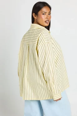 boohoo Chemise Oversize Rayée En Coton Grande Taille<Femme Tops