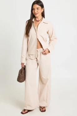 boohoo Chemise Oversize Rayée En Popeline De Coton<Femme Tops