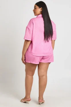 boohoo Chemise Oversize Rayée Grande Taille<Femme Tops