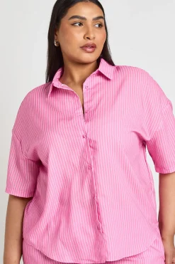 boohoo Chemise Oversize Rayée Grande Taille<Femme Tops