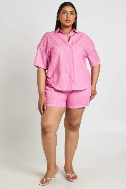 boohoo Chemise Oversize Rayée Grande Taille<Femme Tops