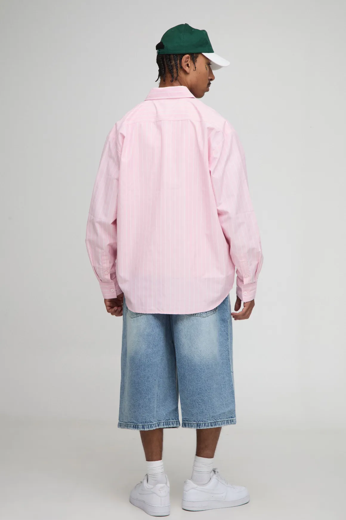 Chemise oversize rayée à manches longues
