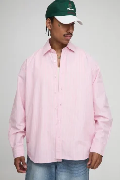 Chemise oversize rayée à manches longues