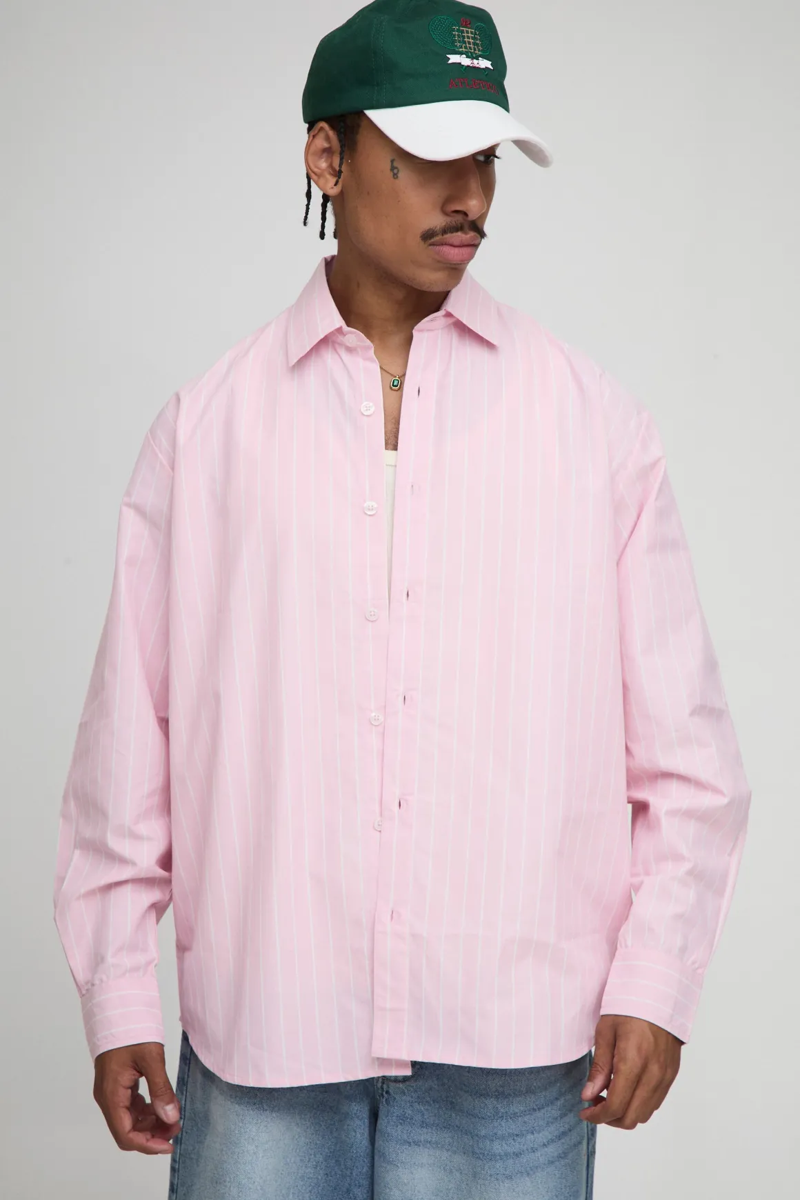 Chemise oversize rayée à manches longues