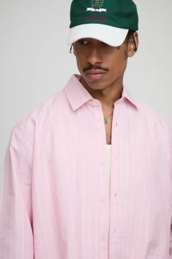 Chemise oversize rayée à manches longues