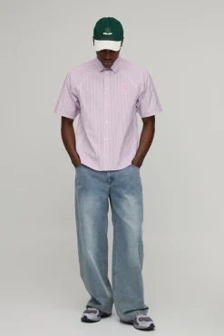 Chemise Oversize À Rayures Avec Détails De Passepoil