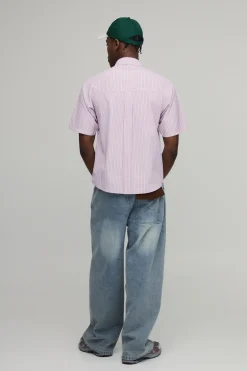 Chemise Oversize À Rayures Avec Détails De Passepoil