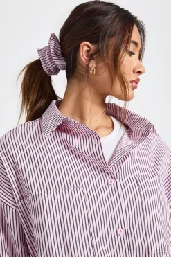 boohoo Chemise oversize à rayures et ensemble scrunchie<Femme Tops