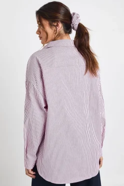 boohoo Chemise oversize à rayures et ensemble scrunchie<Femme Tops